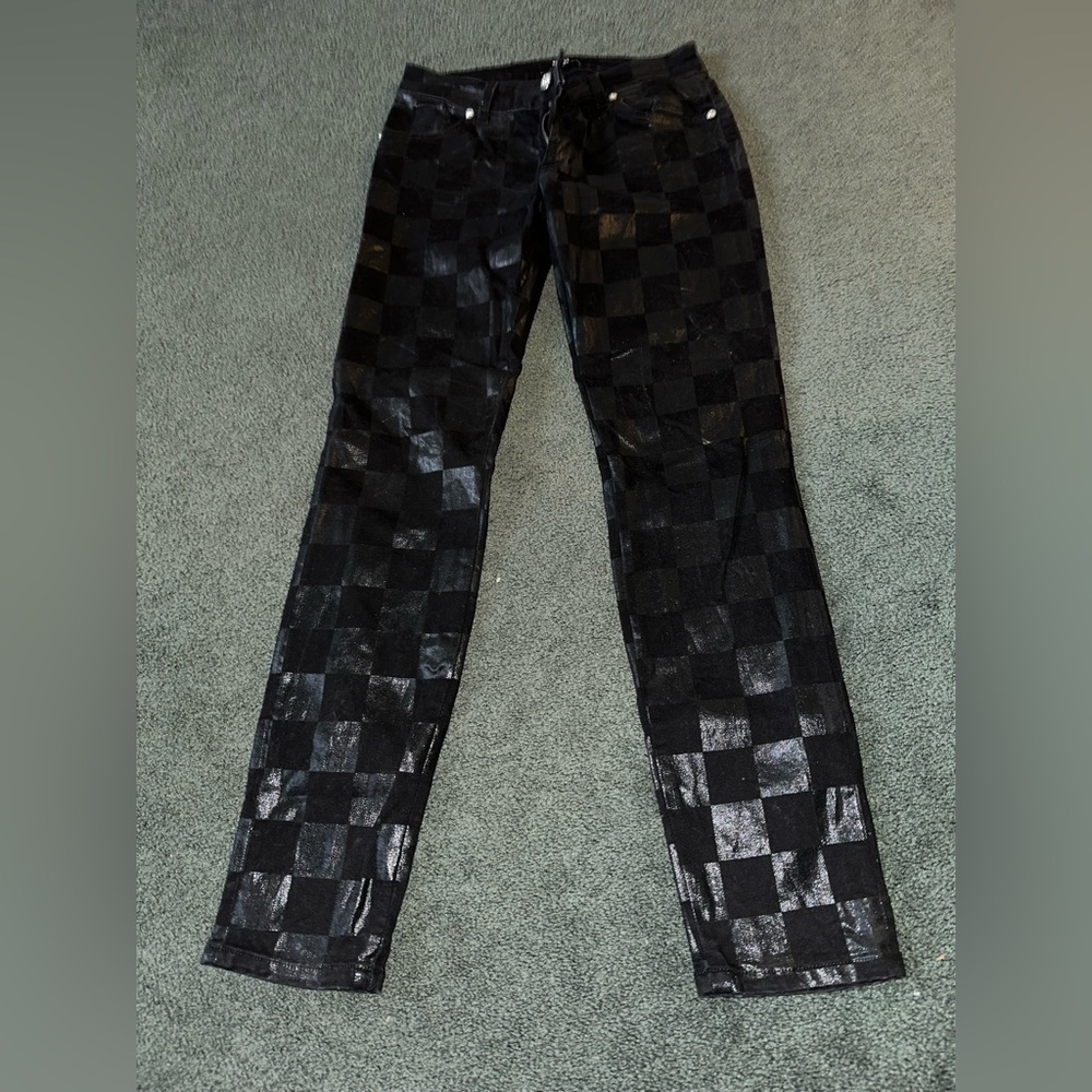 Versus Versace Women's Black Checkered Skinny Jeans